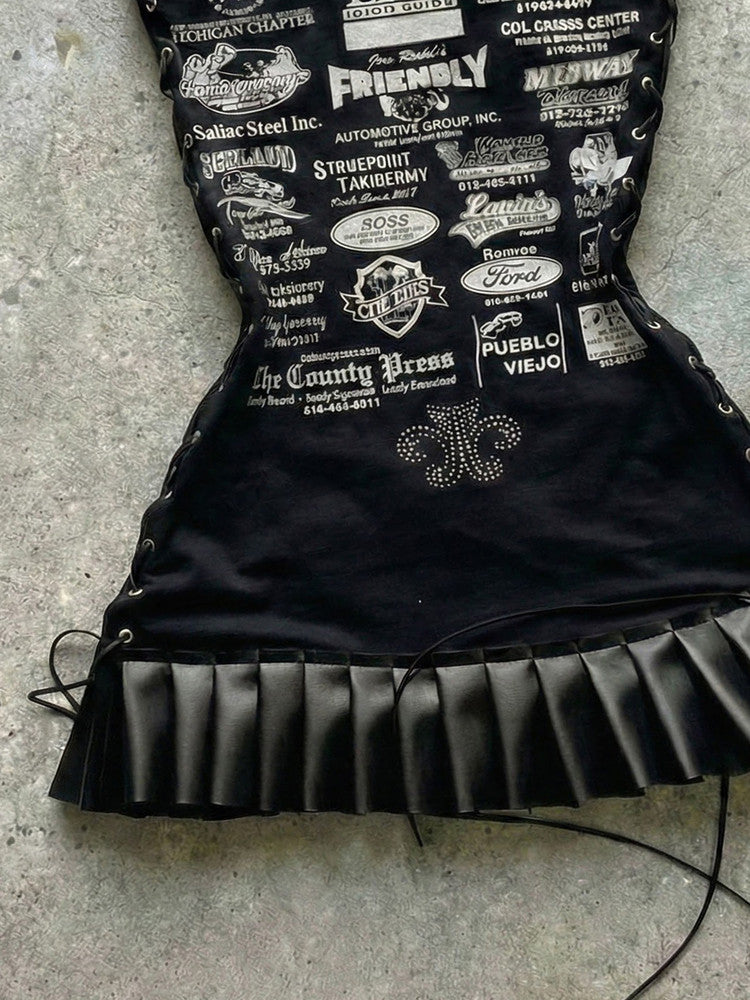 grunge printed tube top dress