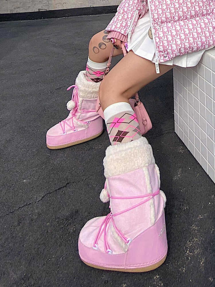 Pink Furry Snow Boots