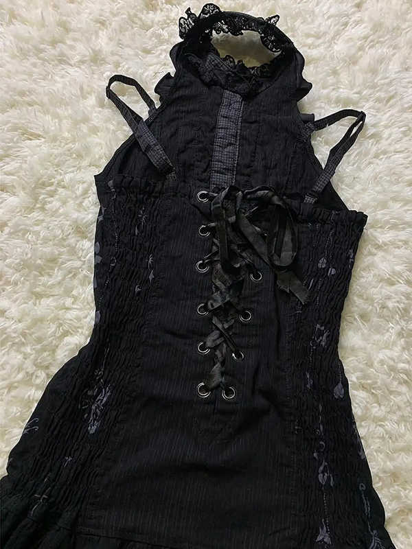 Dark Coquette Lace Sleeveless Dress