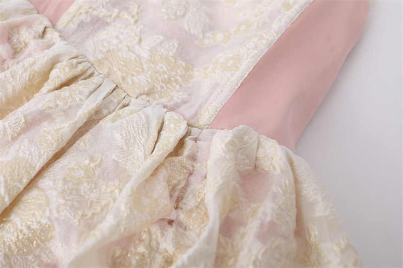 Retro Jacquard Ruffled Dress