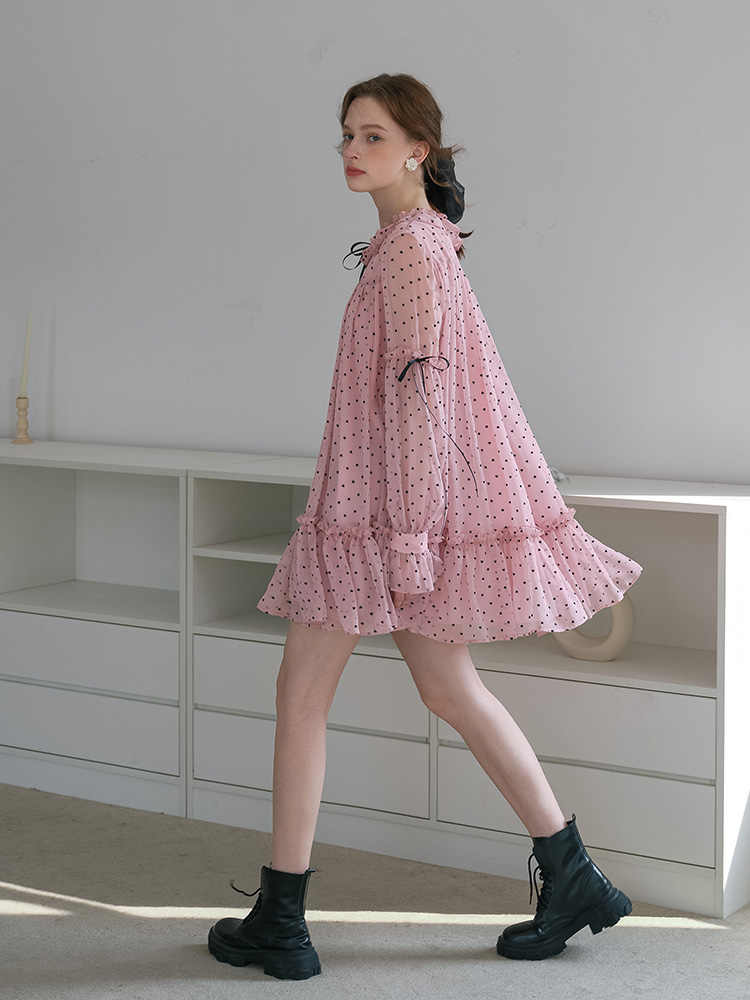 Pink Polka Dot Doll Dress