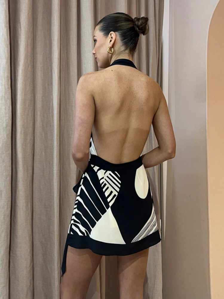 Backless V-neck Halter Dress