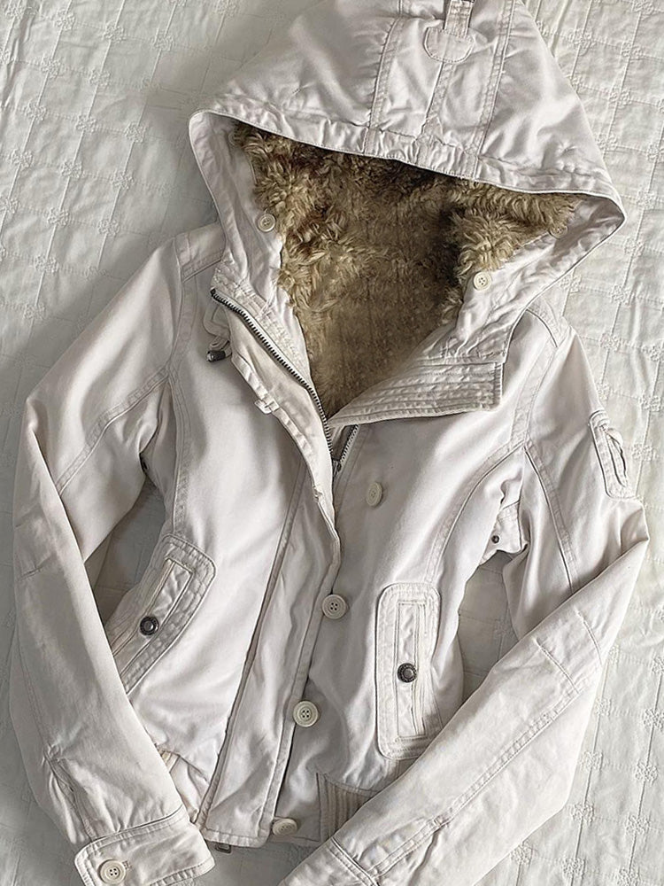 retro fur white coat