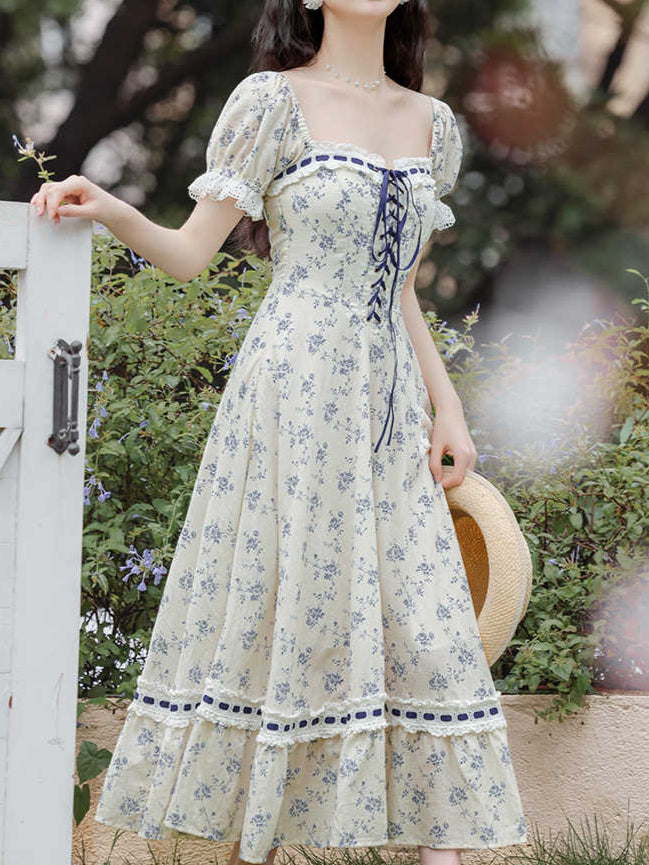 French Princess Floral Corset Dress