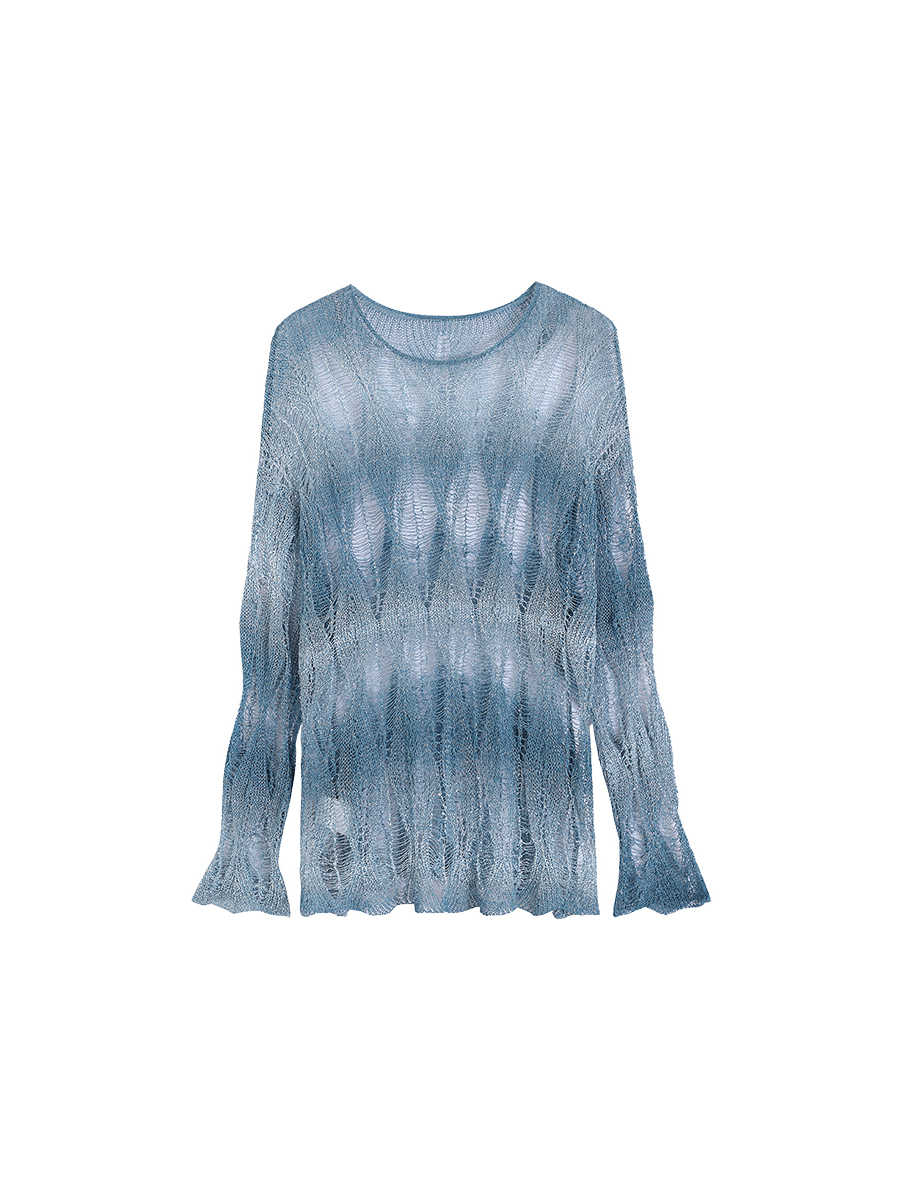 Diamond-shaped Hollow Knitted Blouse