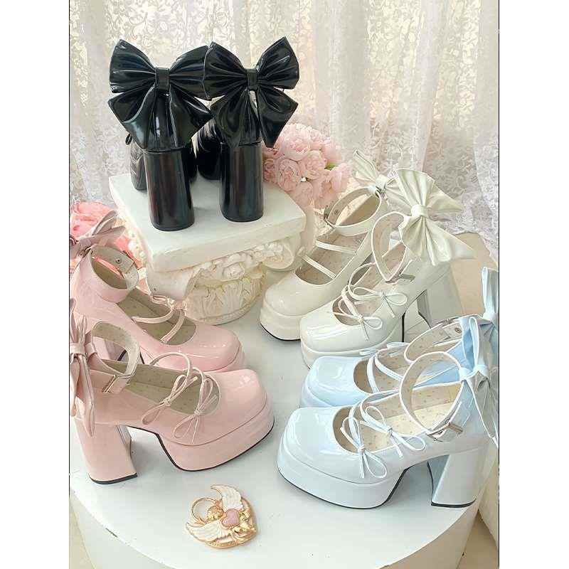 Bow-tie High-heeled Platform Shoes