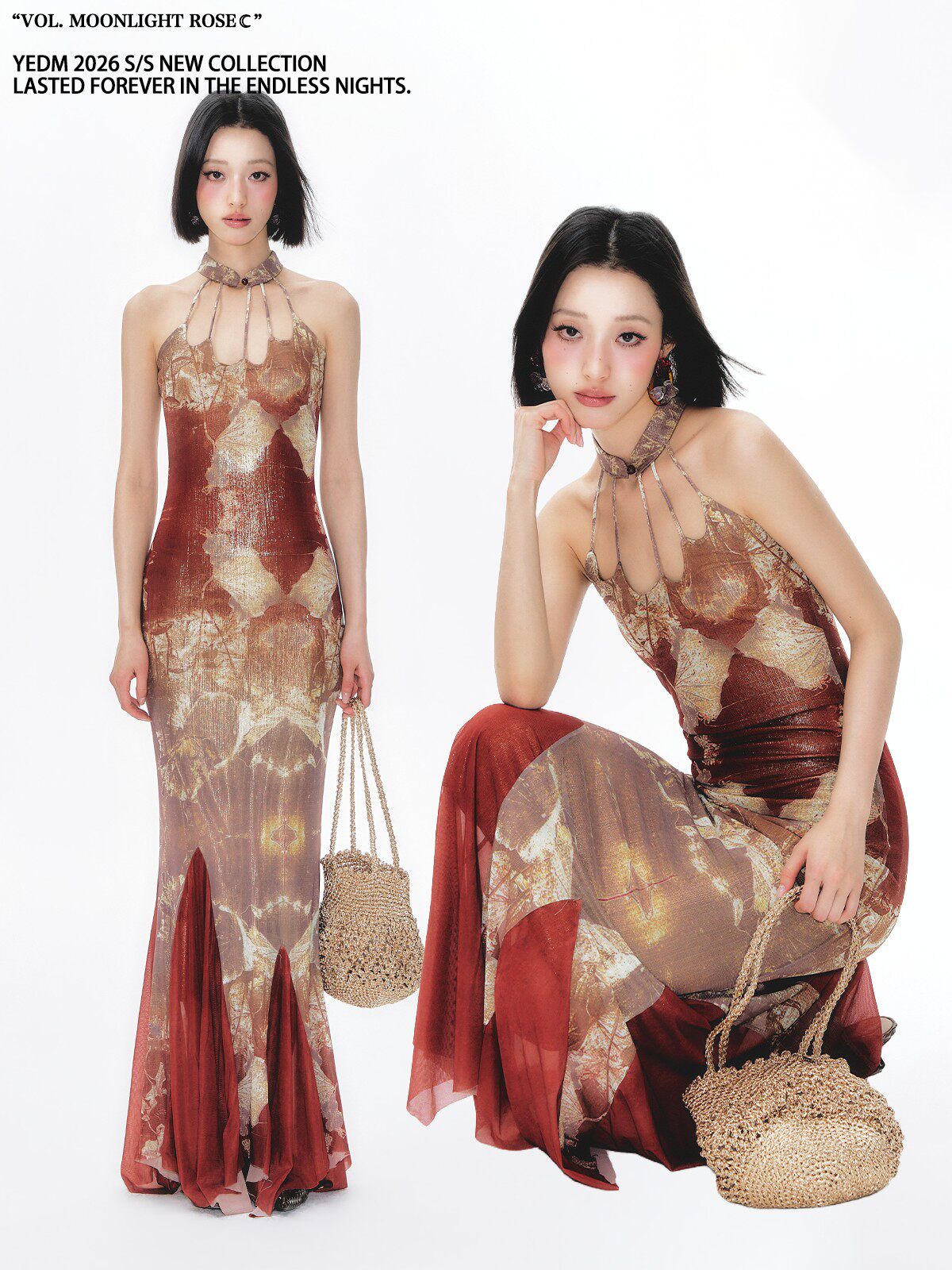 Tie-strap sleeveless cheongsam vintage dress