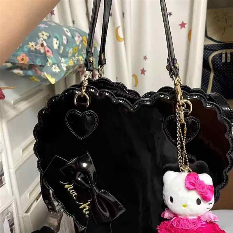Heart Shape Bow Leather Crossbody Bag