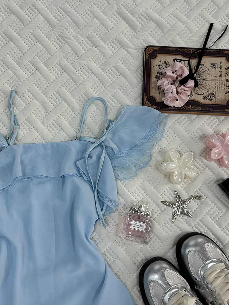 Retro Baby Blue Short-sleeved Shirt