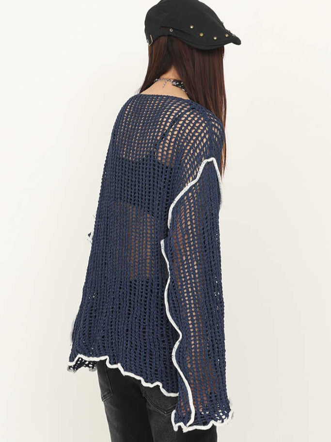 Acubi Hollow Knitted Long-sleeved Top