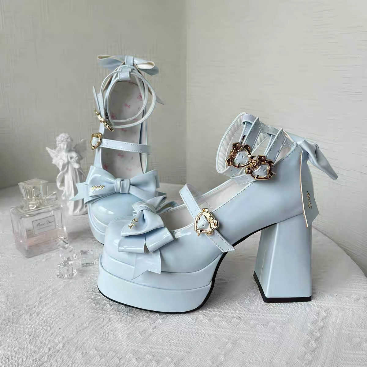 Bows Heart Buckle Lolita Shoes