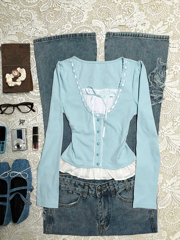 Soft Pink Long-sleeved T-shirt