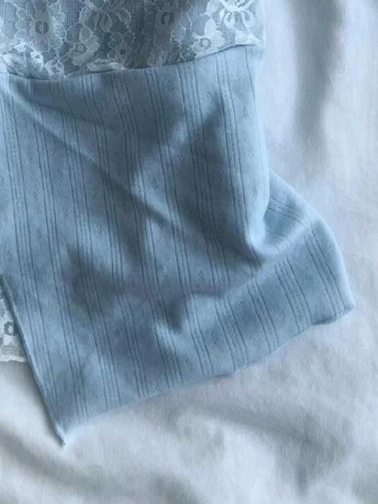 Retro Blue Lace Top
