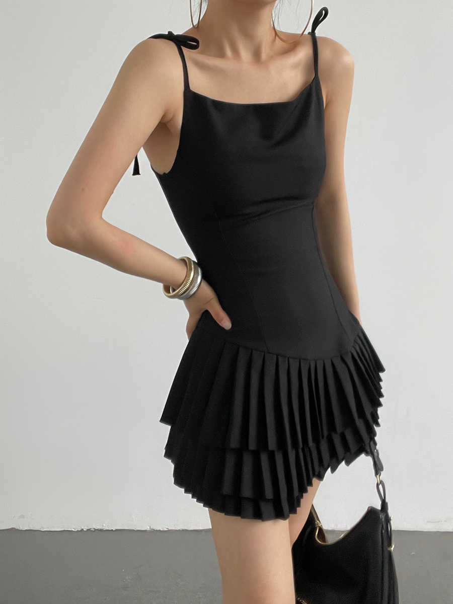 Layered Pleated Dark Coquette Dress