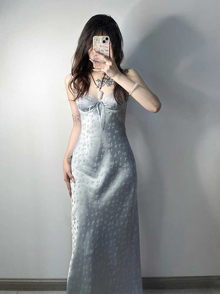 Lace Blue Ice Silk Pajamas