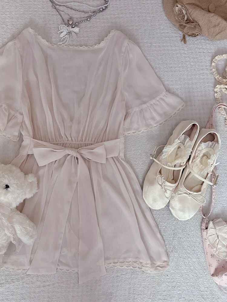 Pink Lace Cardigan Three-piece Suit