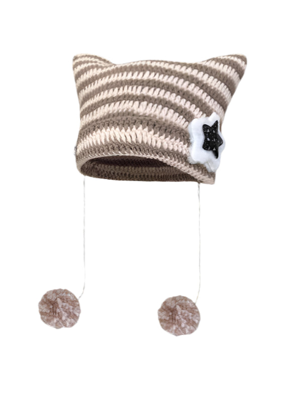 Cat Ears Star Striped Y2K Beanie