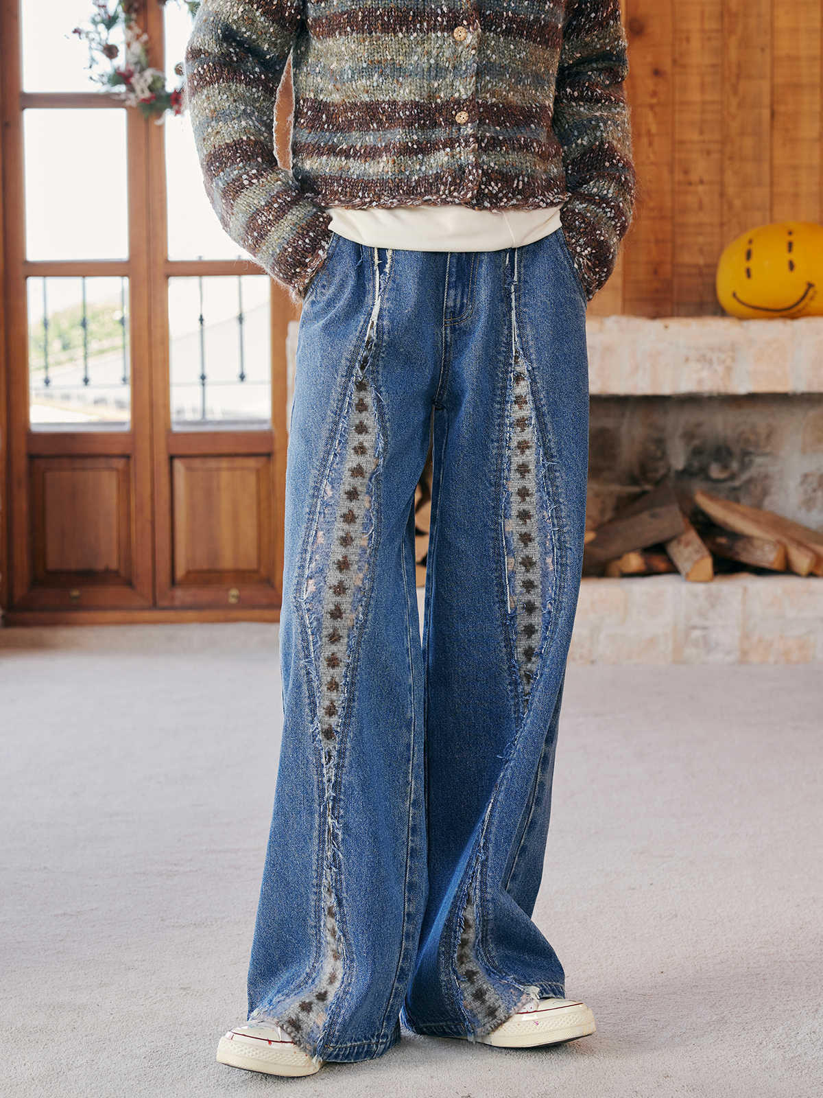 Embroidery Corduroy Pants