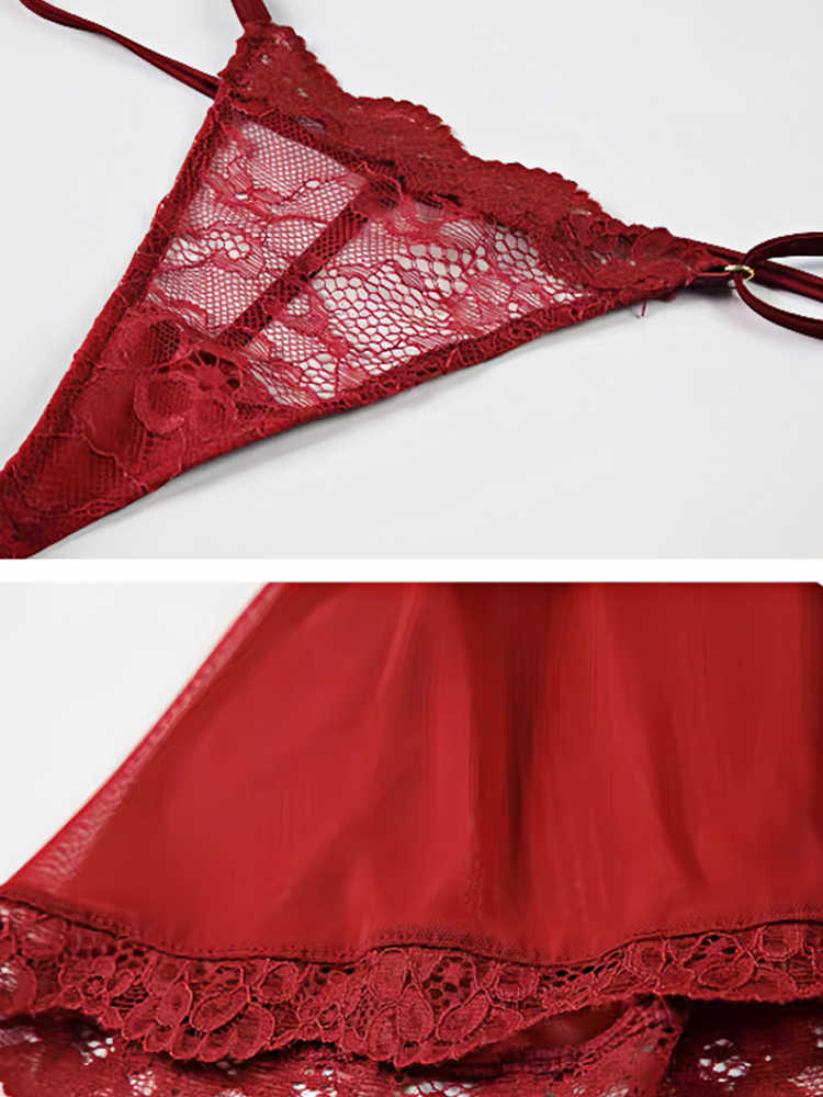 Backless Mesh Lace Nightgown