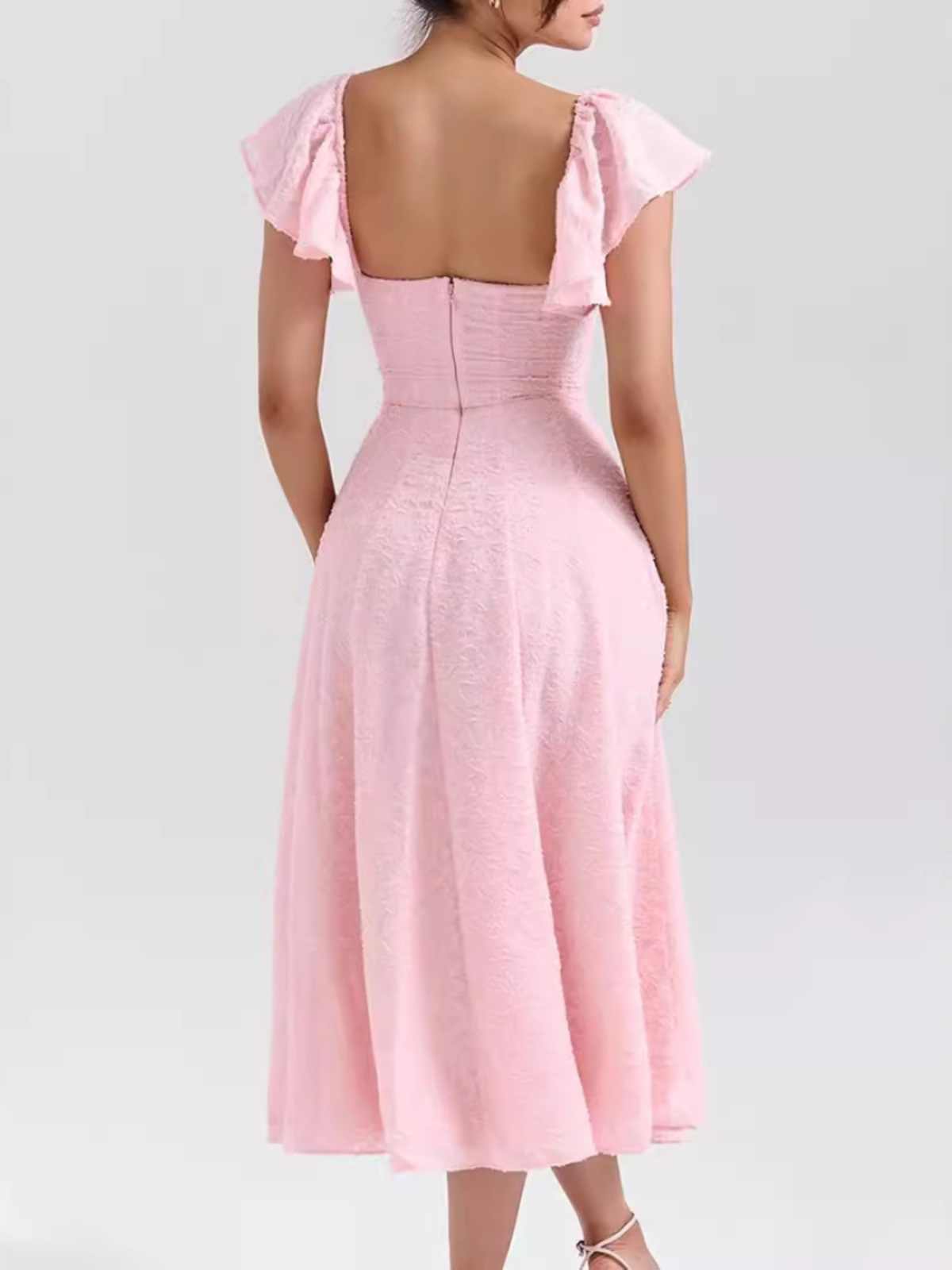 Square Collar Waist Cinched Dress