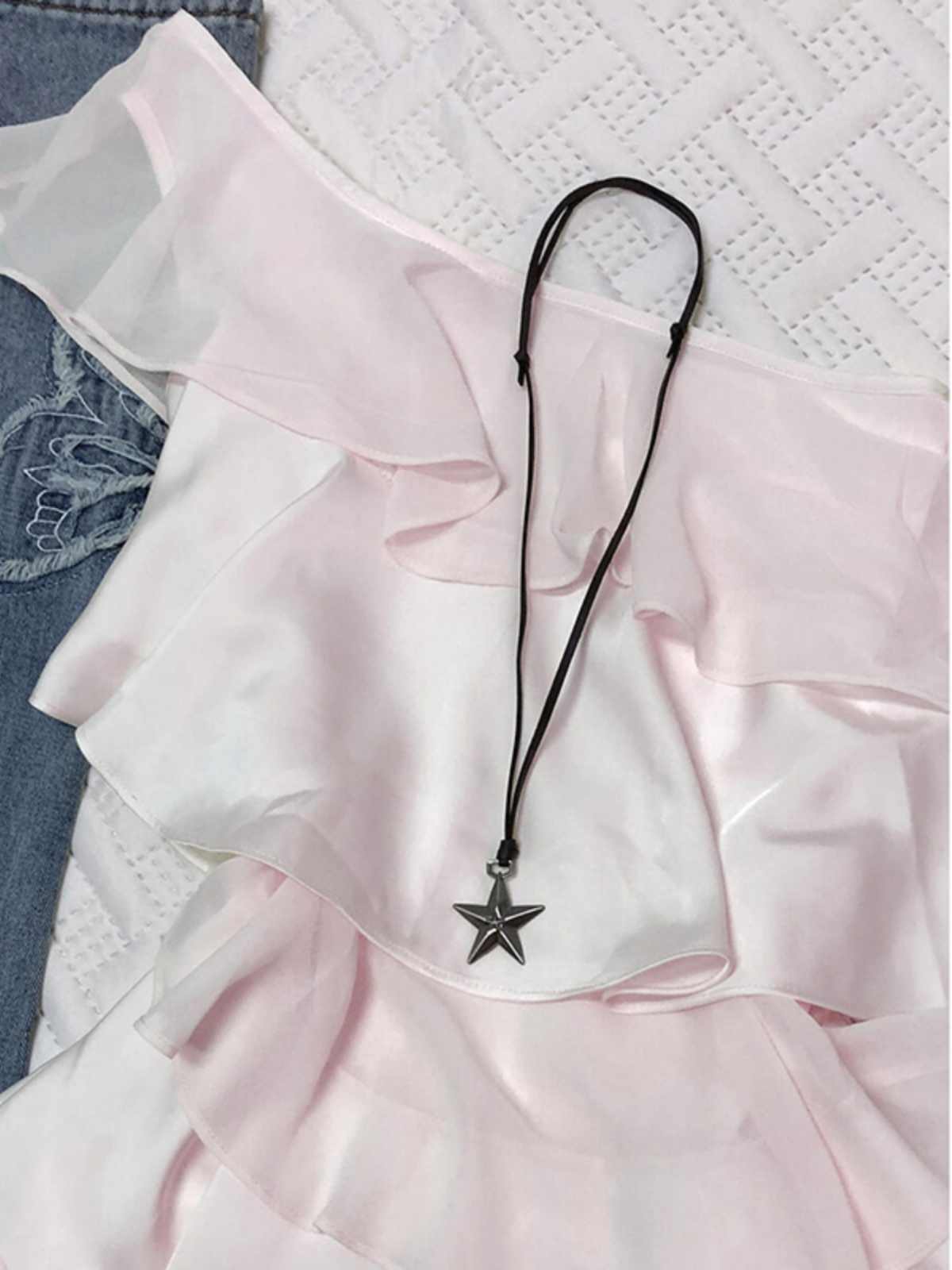 Pink Chiffon One-shoulder Mini Dress