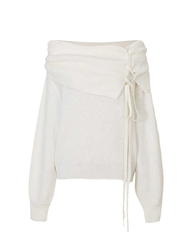 Coquette Off-shoulder Strap Bow Sweater