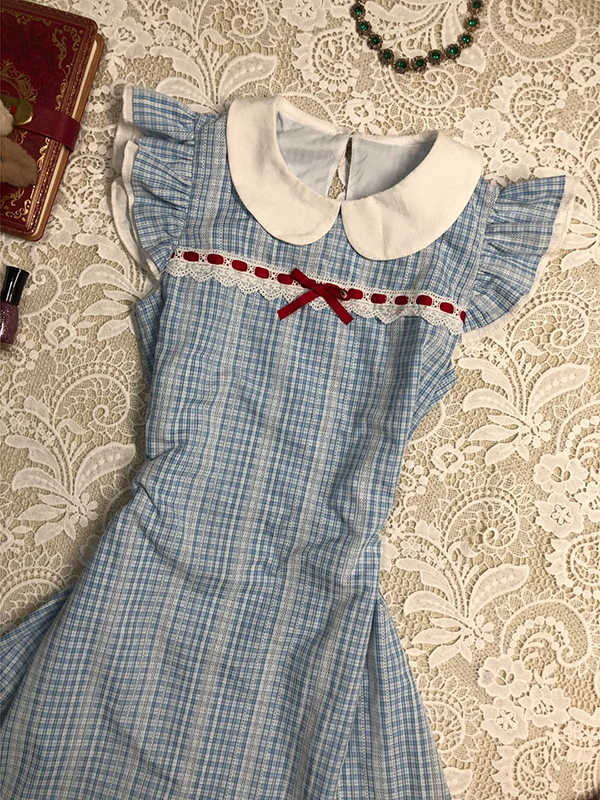 Retro Plaid Doll Collar Dress