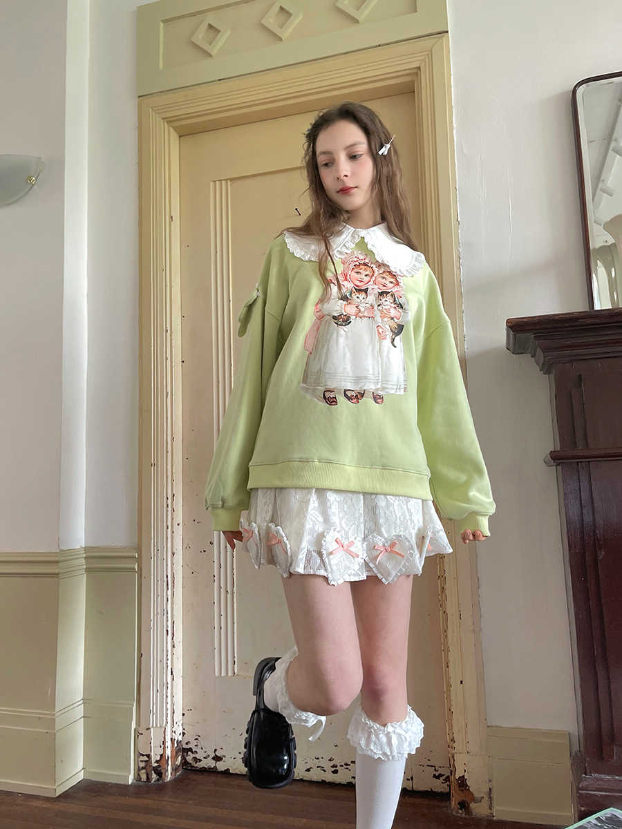 Angel's Tears Love Splicing Lace Pleated Skirt