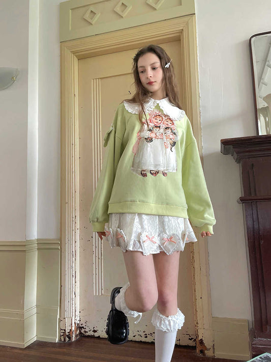 Angel's Tears Love Splicing Lace Pleated Skirt
