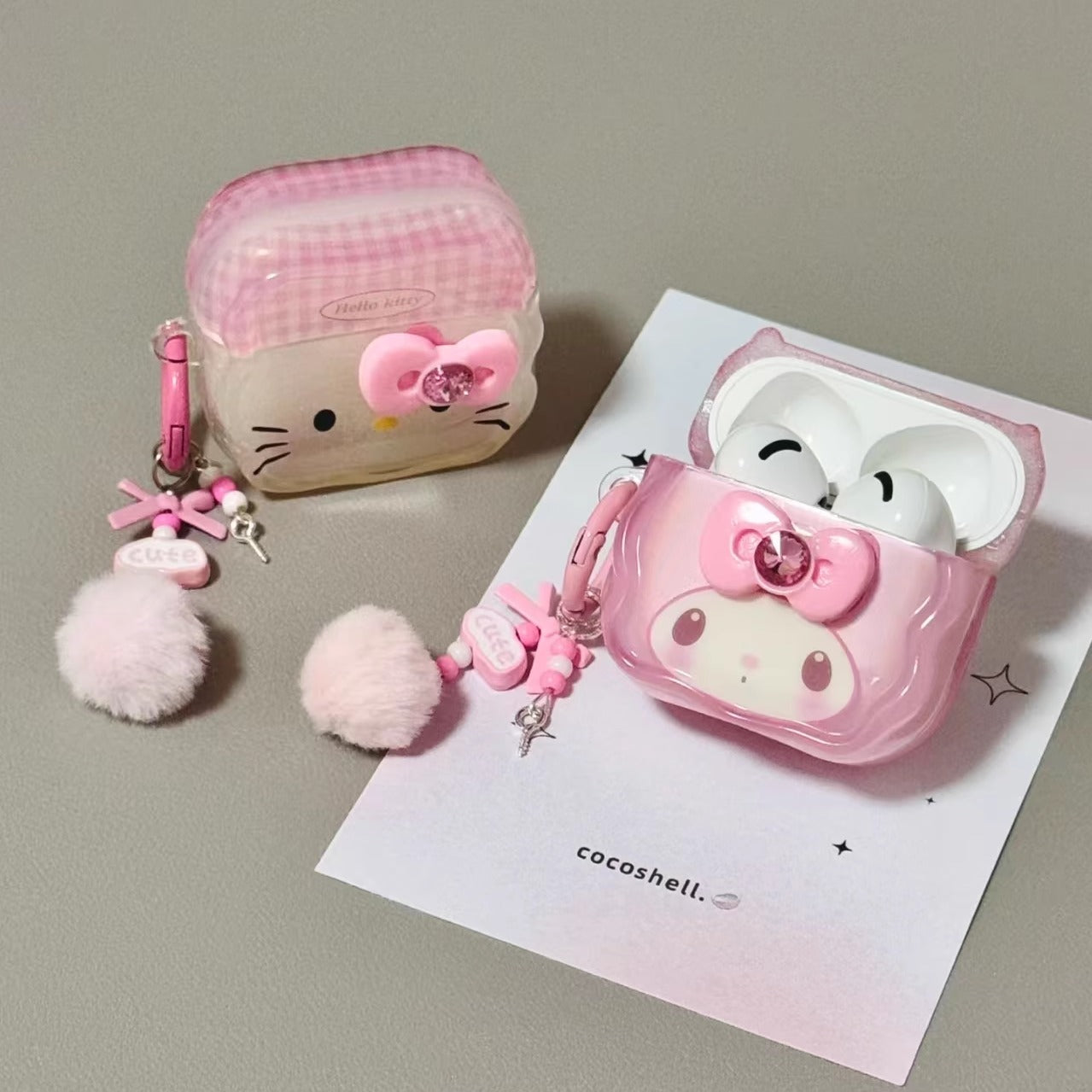 Cute pink Melody three-dimensional bow headphone case