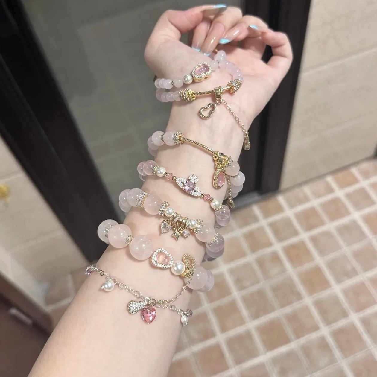pink quartz kawaii bracelet