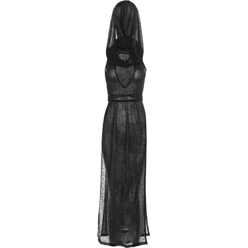 Dark Hooded Sleeveless Dress