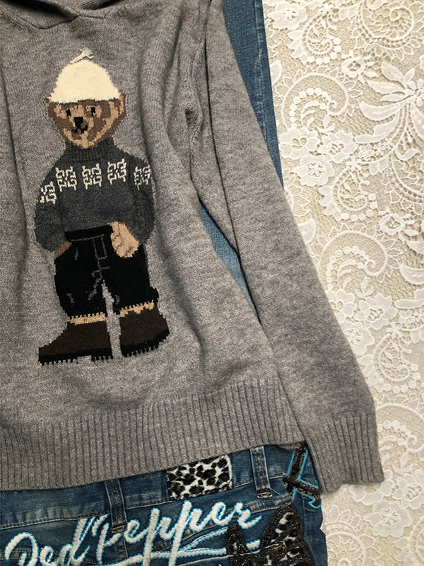 retro bear embroidered sweater
