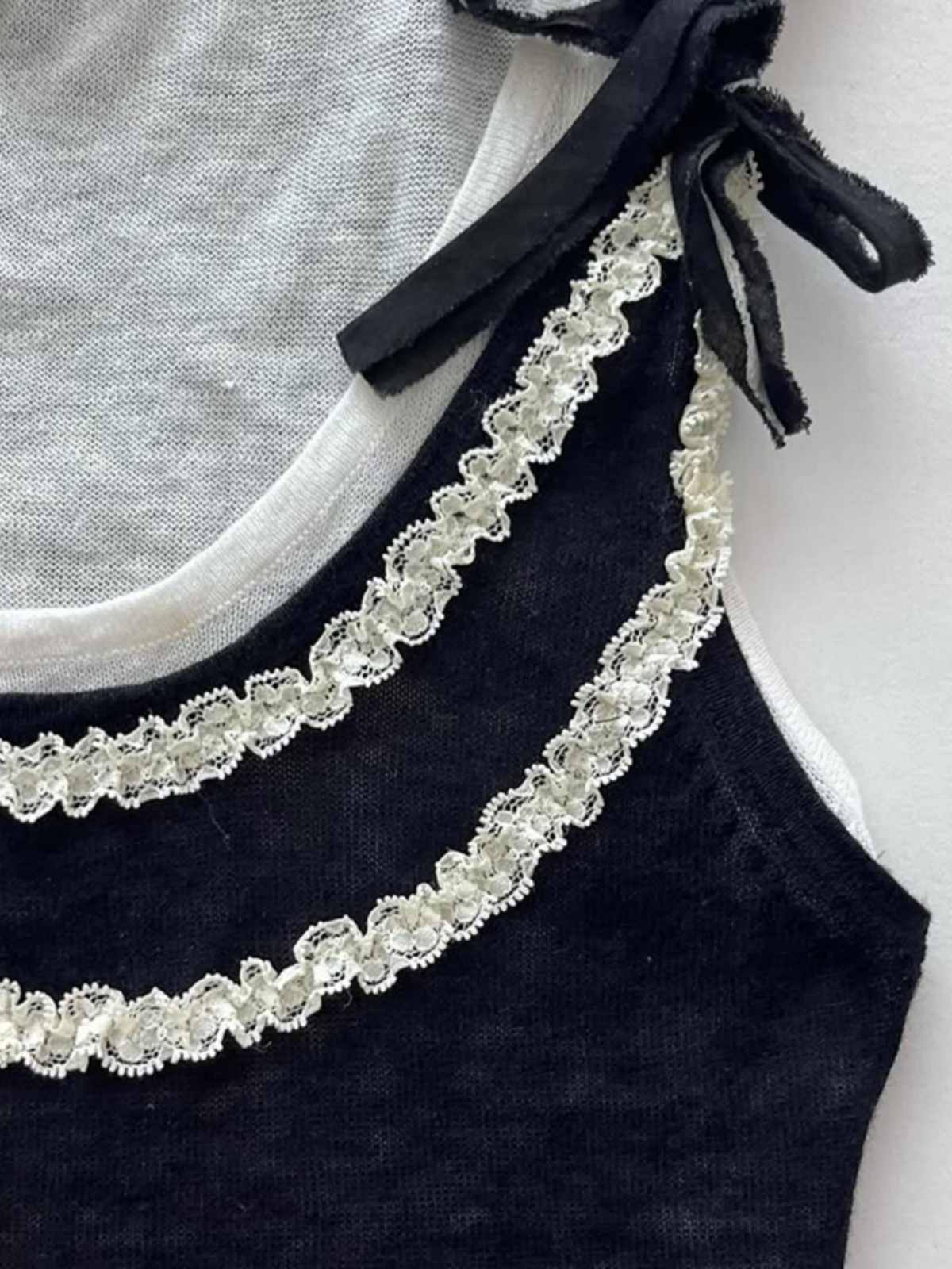 Dark Coquette Bow Strap Tank Top