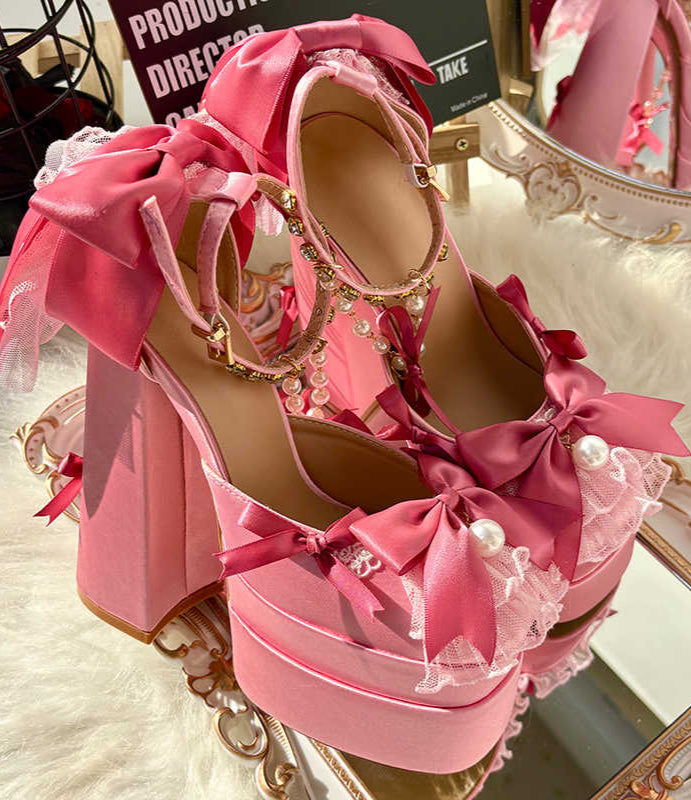 Bow Tie Thick-soled High Heels