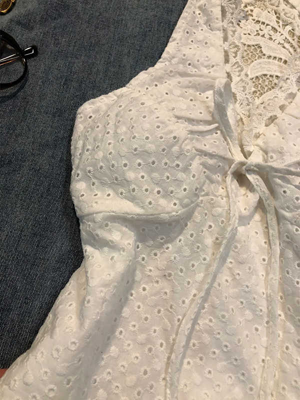 White Hollow Embroidered Camisole