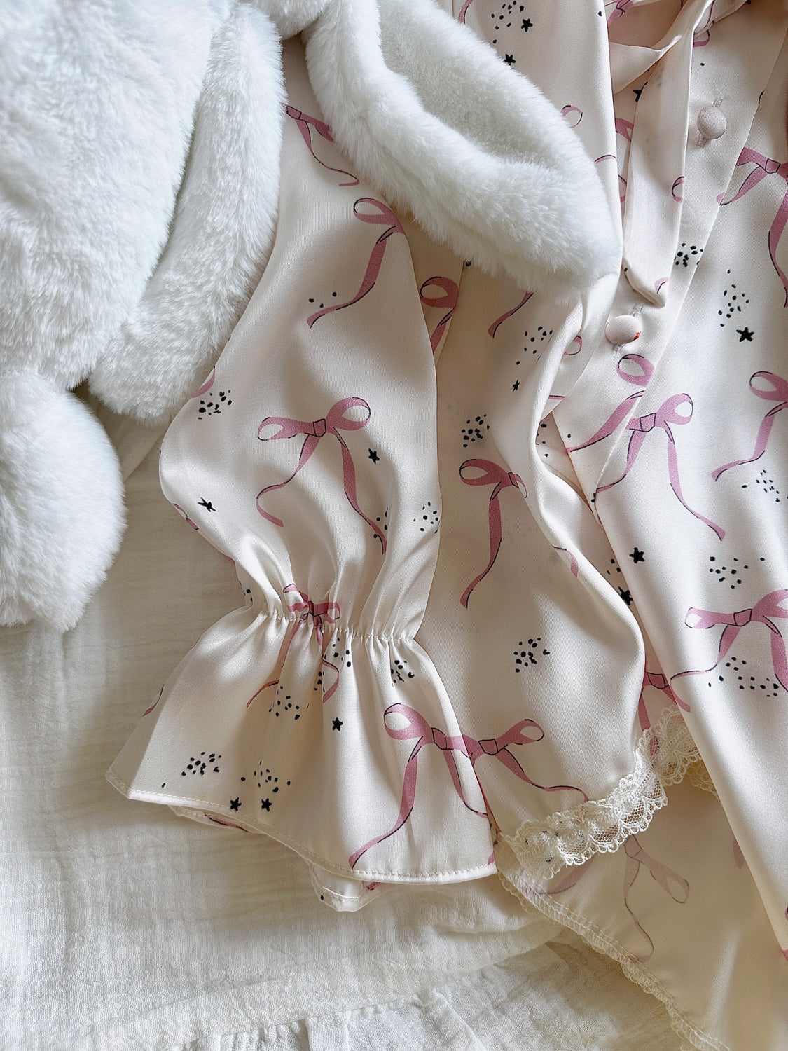 Coquette Bows Silky Pajamas Set