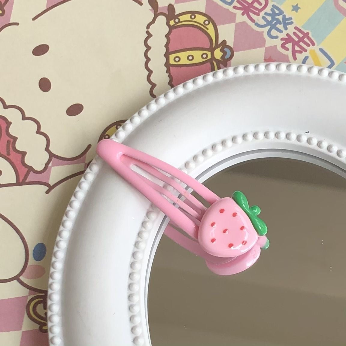 pink strawberry kawaii hair accessories