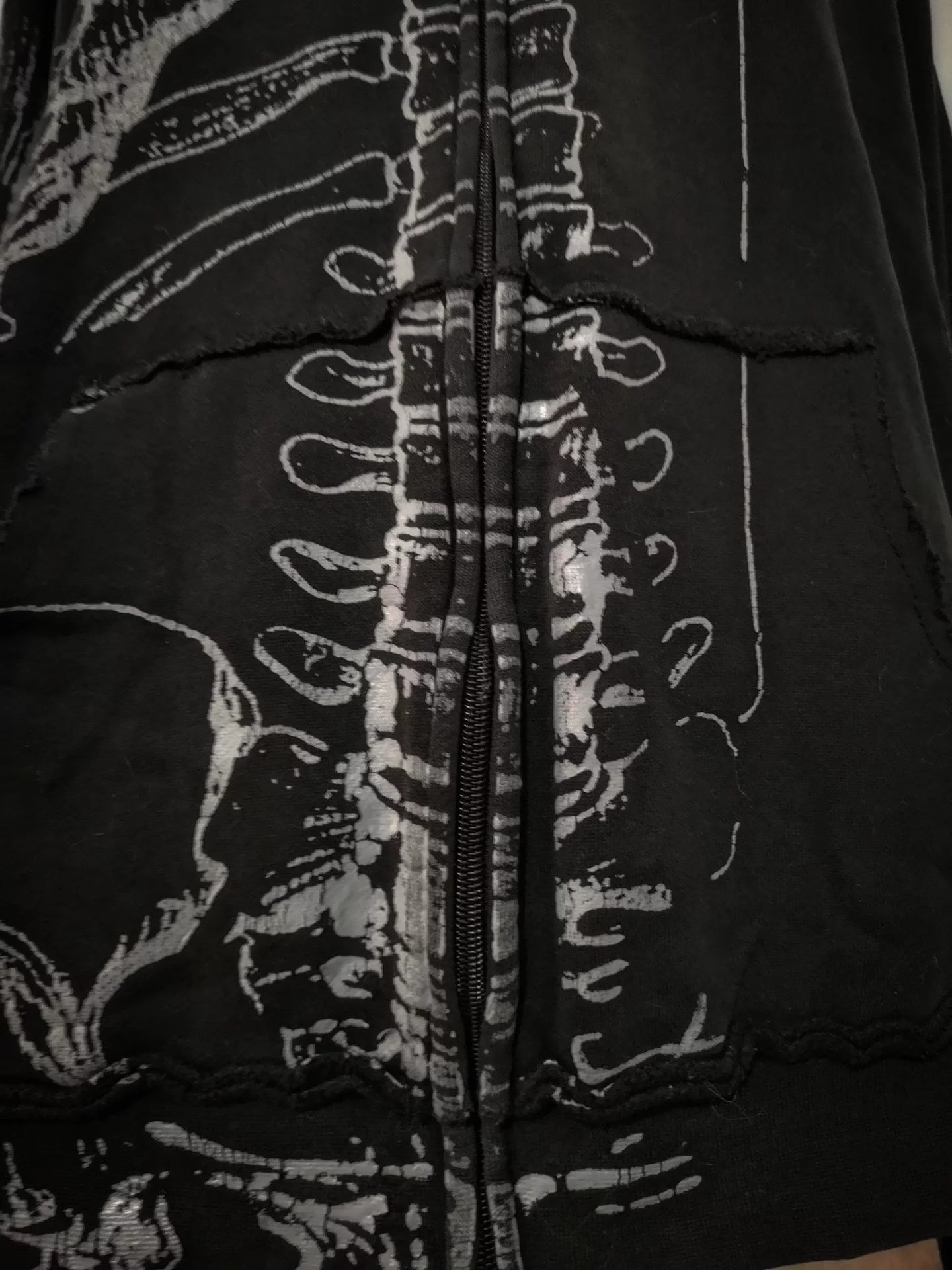 goth skull print sweatshirt jacket