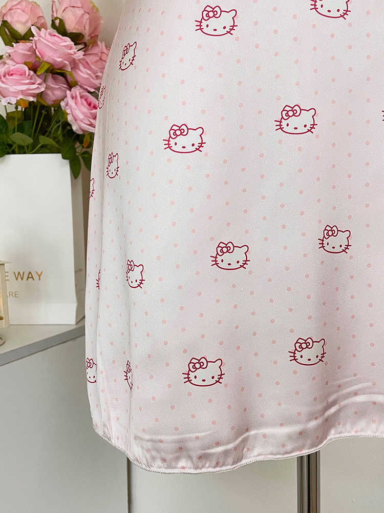 Silk Kitty Suspender Pajamas