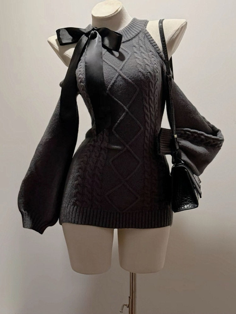 vintage long-sleeved sweater hip dress