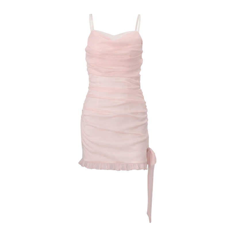 Coquette Irregular Mesh Suspender Dress