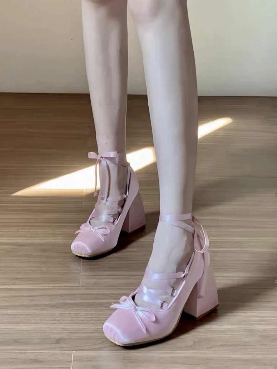 Ballet Bow Round Toe High Heels