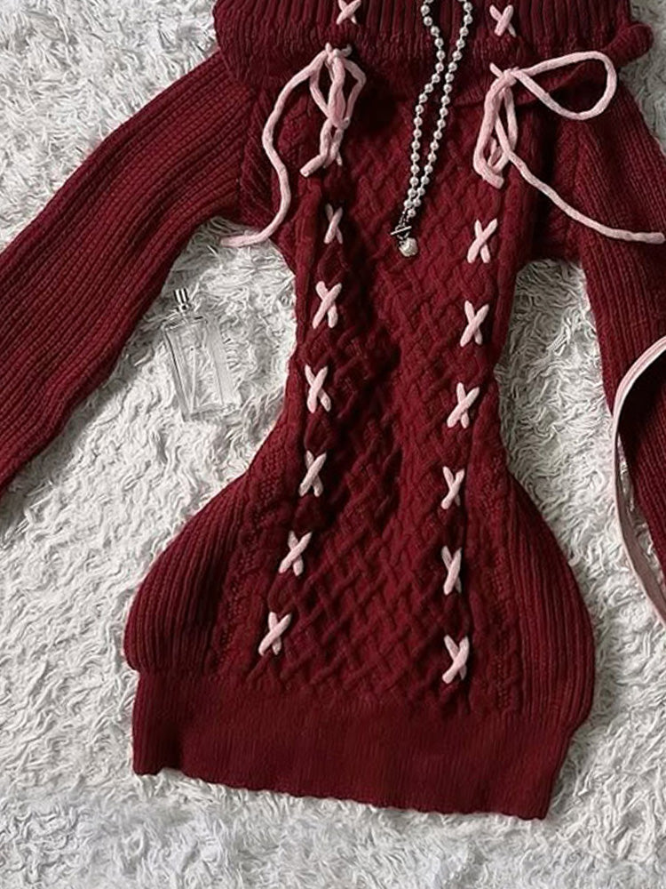 retro straps red sweater