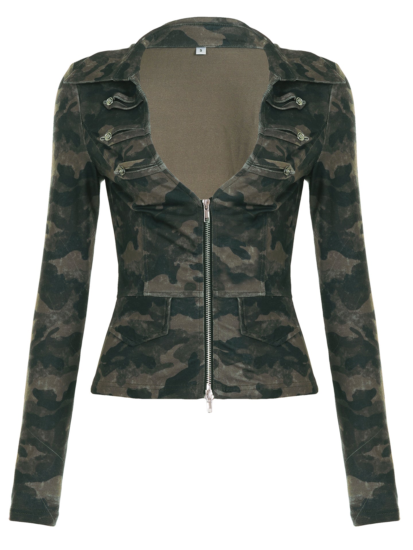 camouflage print zipper jacket