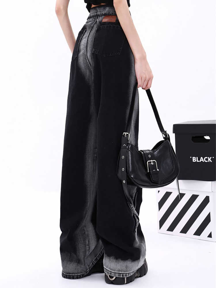 Grunge Street Distressed Cuff Baggy Jeans