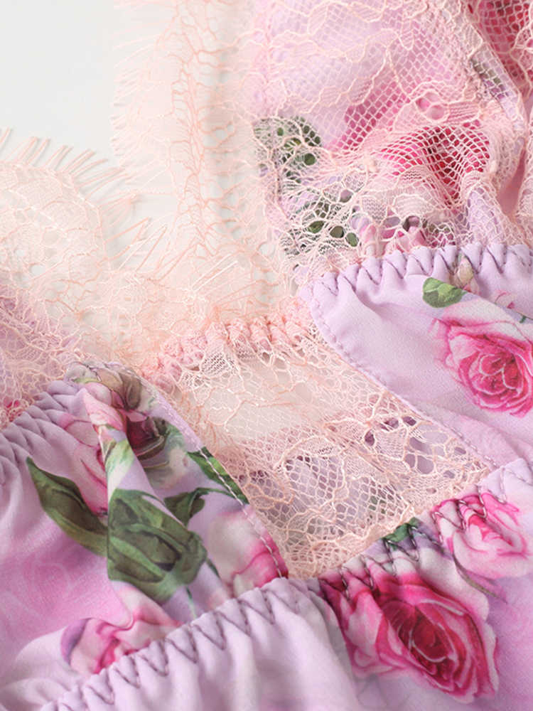 French Backless Floral Nightgown