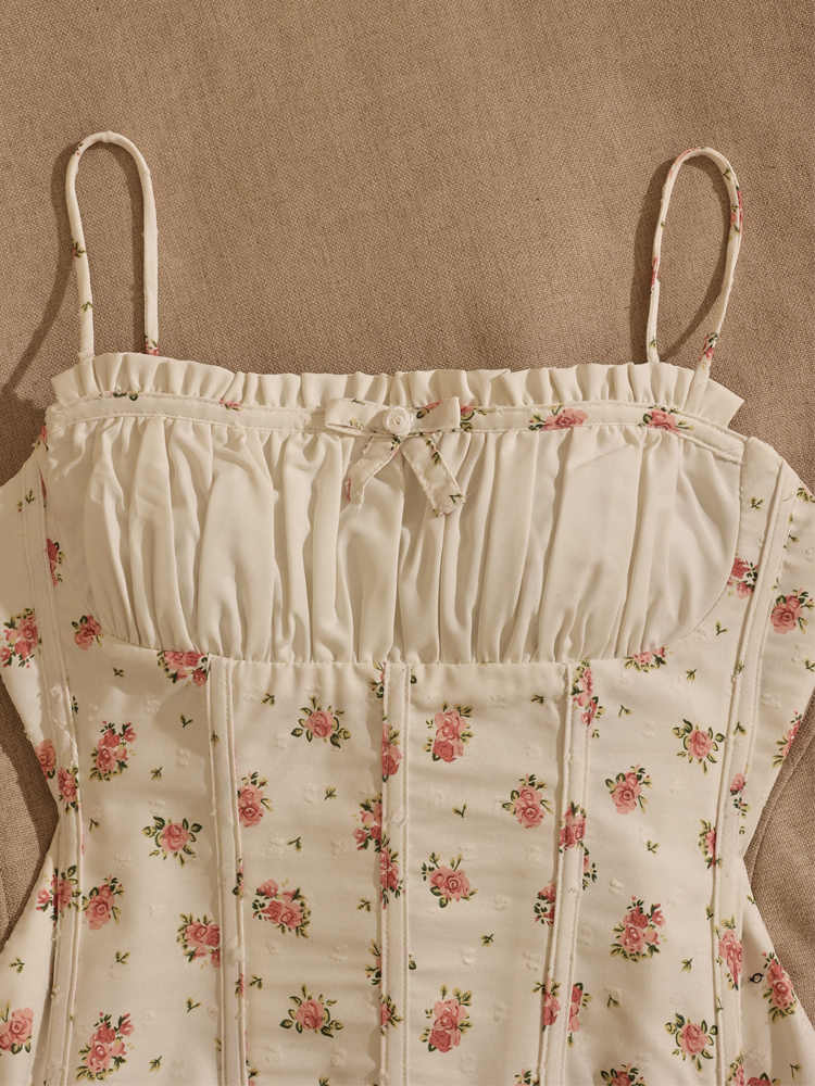 French Floral Bow Tank Top