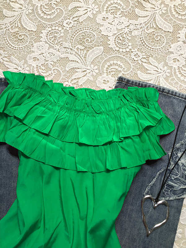 Retro Fungus-trimmed One-shoulder Top