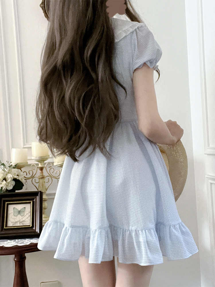Dollete Baby Blue Plaid Dress